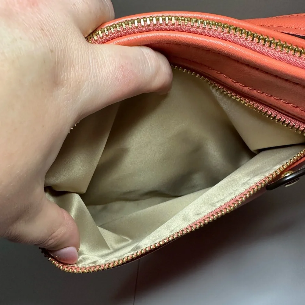 Coach Ashley Coral Leather Pleated  Convertible Hobo Bag - EUC